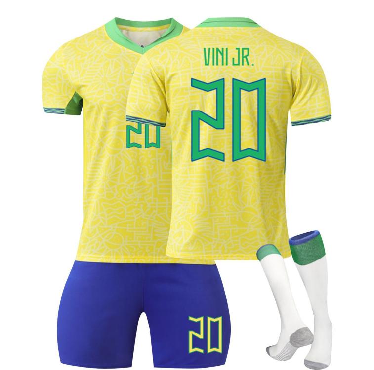 Adult and Kids Soccer Jersey Set Three Pieces Includes Short Sleeve Shirt Shorts and Socks Suitable for Sports and Training Use