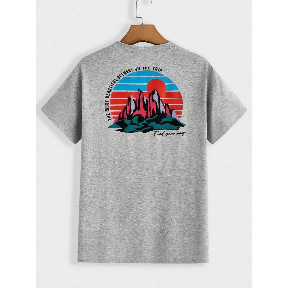 

Футболка с принтом «Самый красивый пейзаж в путешествии», мужская свободная летняя футболка большого размера, уличная дышащая хлопковая одежда в стиле хип-хоп XXXXXL серый