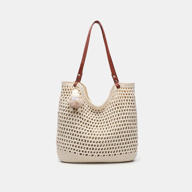

Large capacity woven bag beach seaside vacation bag shoulder bag literary commute hollow woven tote bag women 36*15*28cm