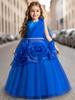 Middle and Large Children's Dress Long Large Flower Department Asymmetric Princess Dress Host Piano Performance Dress 932 Girl's Favourite Dress
