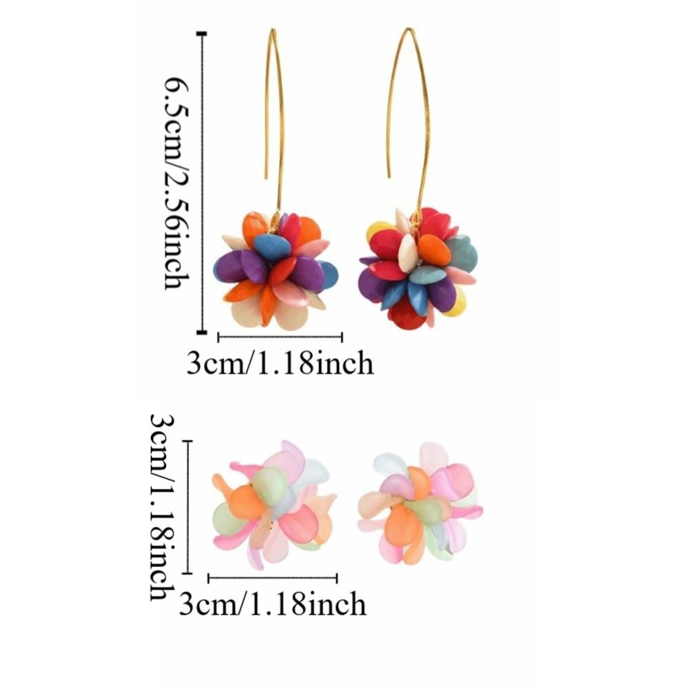 Colorful Mesh Bohemian Earrings Candy-Colored Ethnic Style Earrings Beaded Flower Earrings Women