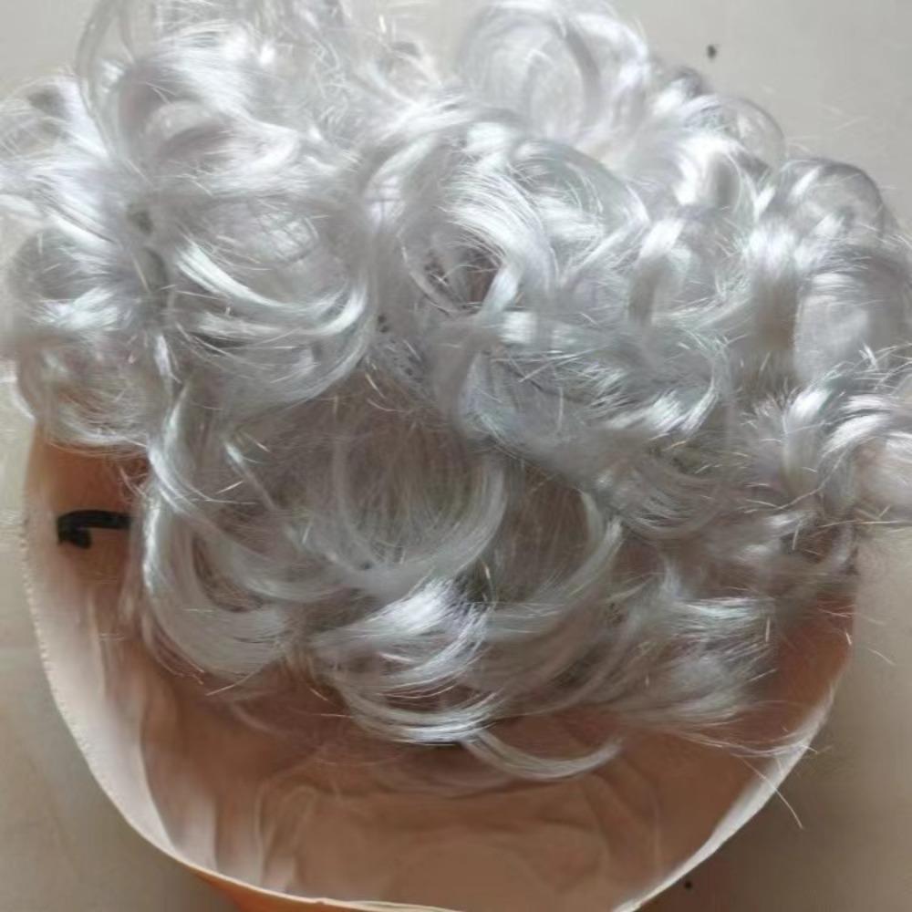 with Hair Halloween Old Man Mask Soft Grandma Headgear Scary Masquerade Head Cover  Fool's Day