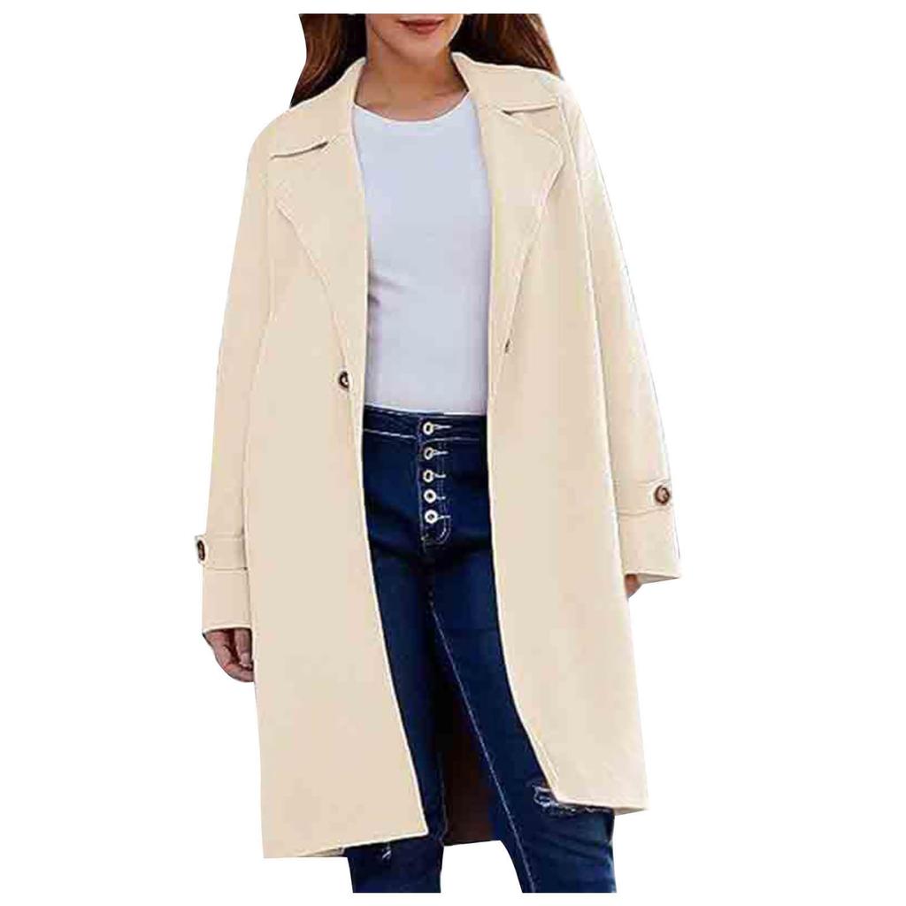 Women's Fashion Jacket Casual Solid-color Long-sleeved Cardigan Long Coat