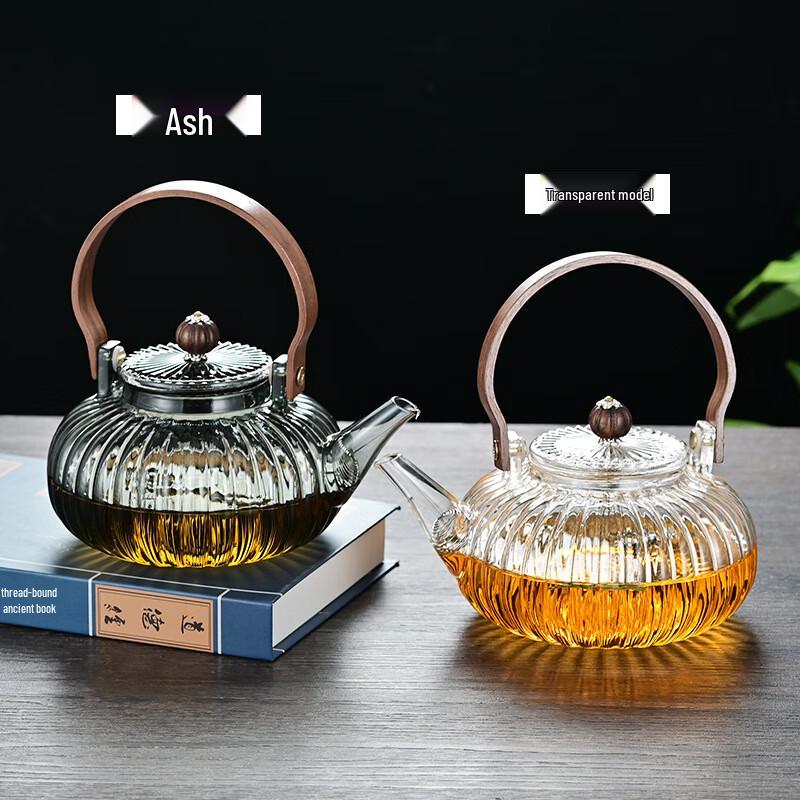 Striped Pumpkin Glass Teapot