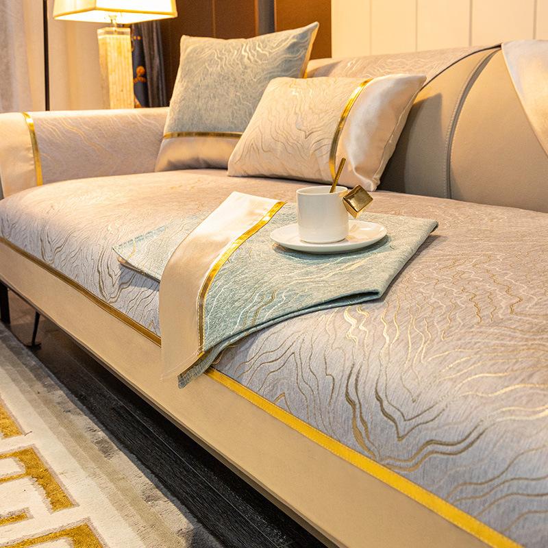 Light Luxury Non-Slip Sofa Cushion, Simple Modern Sofa Cover, High-End Chenille Four-Season Universal Seat Cushion Cover