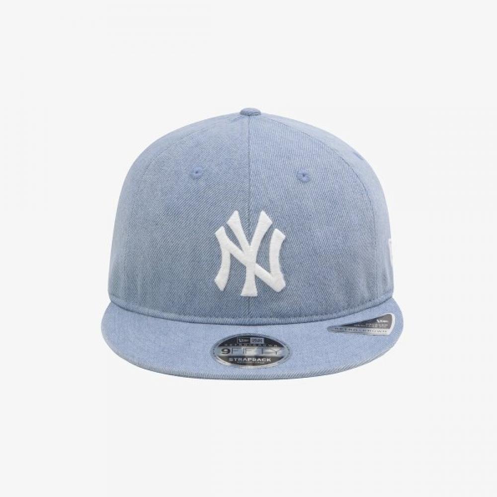 New Era New York Yankees Denim Basic Retro Krone Strapback Hellblau 15131622