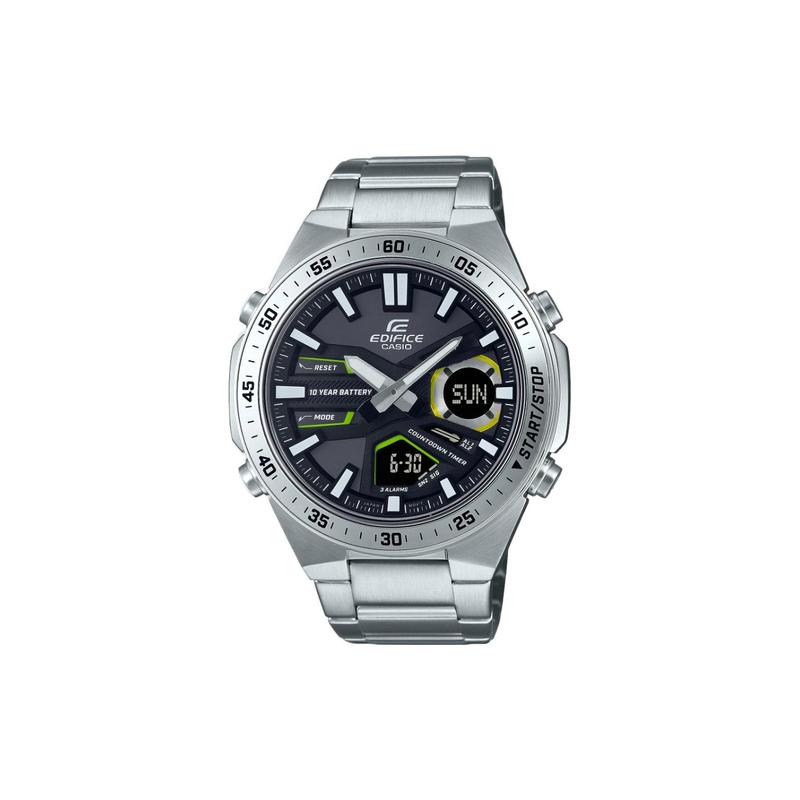 CASIO EDIFICE series fashionable sports and leisure waterproof Quartz Steel Strap men's watch gray dial EFV-C110D-1A3V