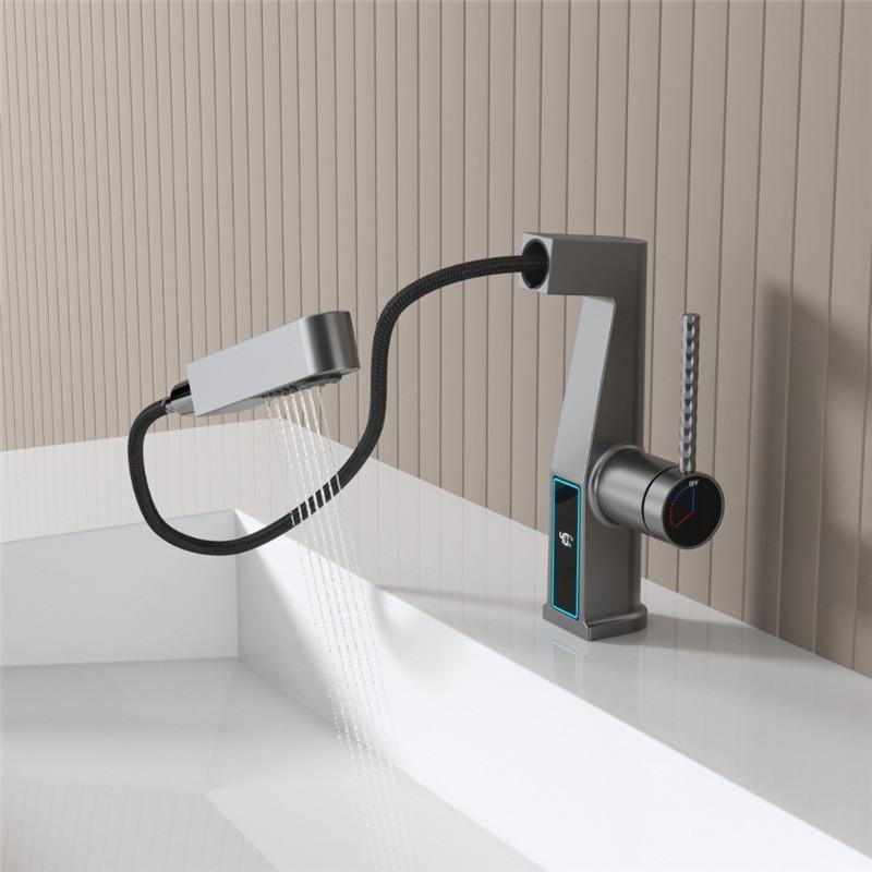 Brushed Gold Bathroom Faucet with shower Head Basin Faucet Black sink tap Hot and Cold Chrome Grey Basin Tap Brass Material