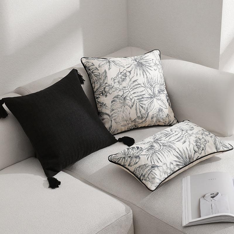 Pillowcase Chic Only Black And White Floral Throw Pillow Covers For Living Room Bedroom And