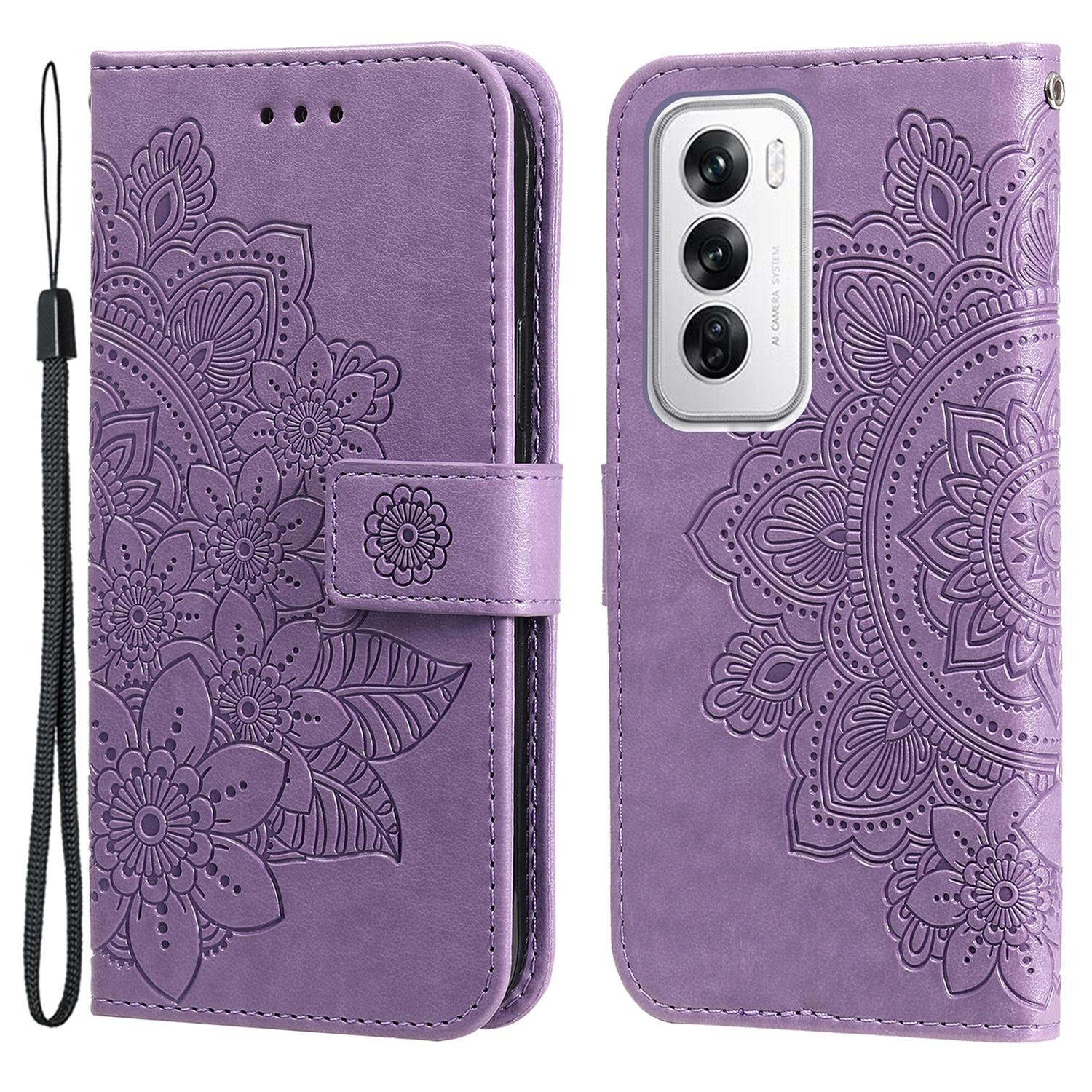 

Для Oppo Reno12 5G (Глобальный) Чехол Кошелек-подставка из ПУ кожи с цветочным узором Чехол для телефона Purple