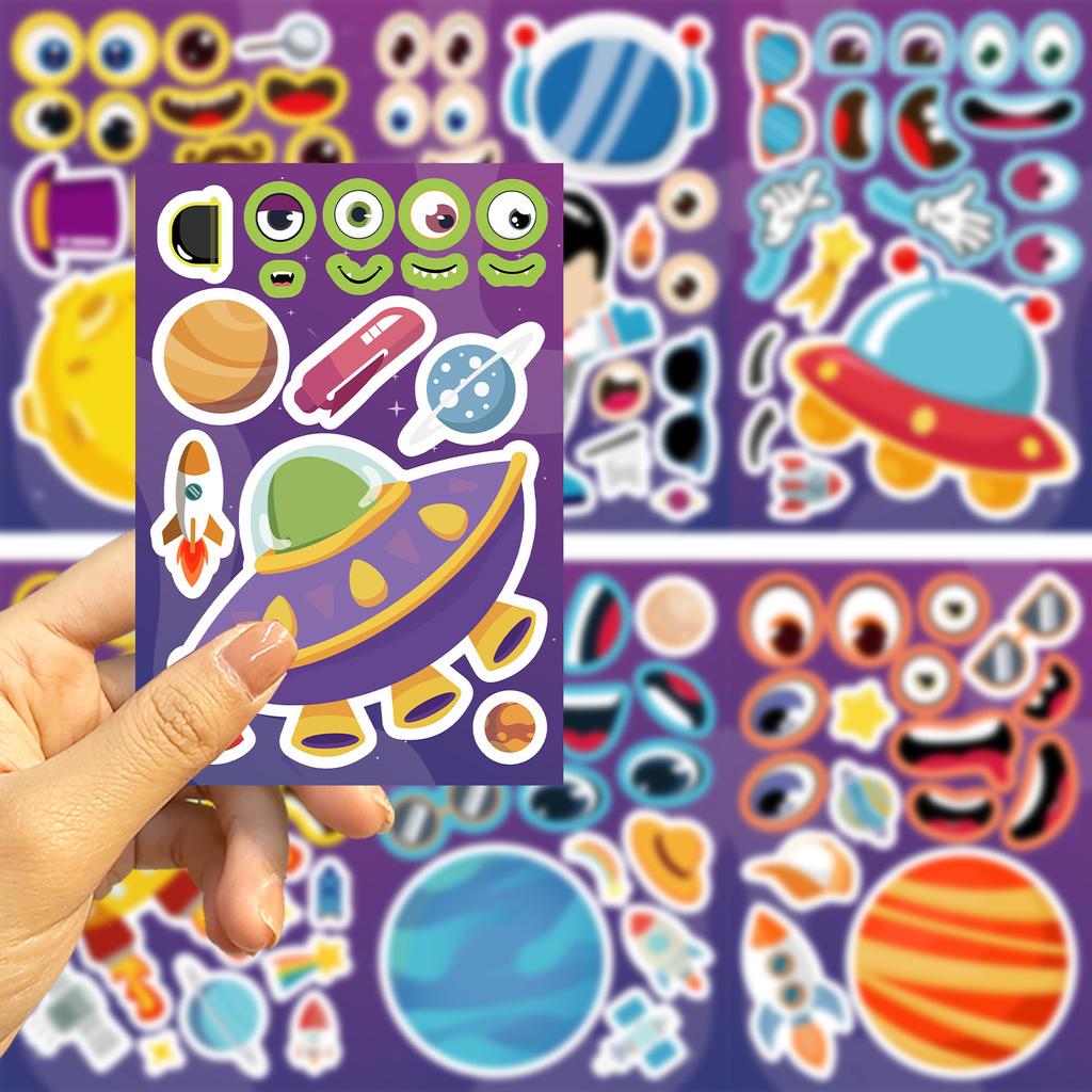 8 Cartoon Planet Space Astronaut Collage Hands-on DIY Handbook Mobile Phone Case Decoration