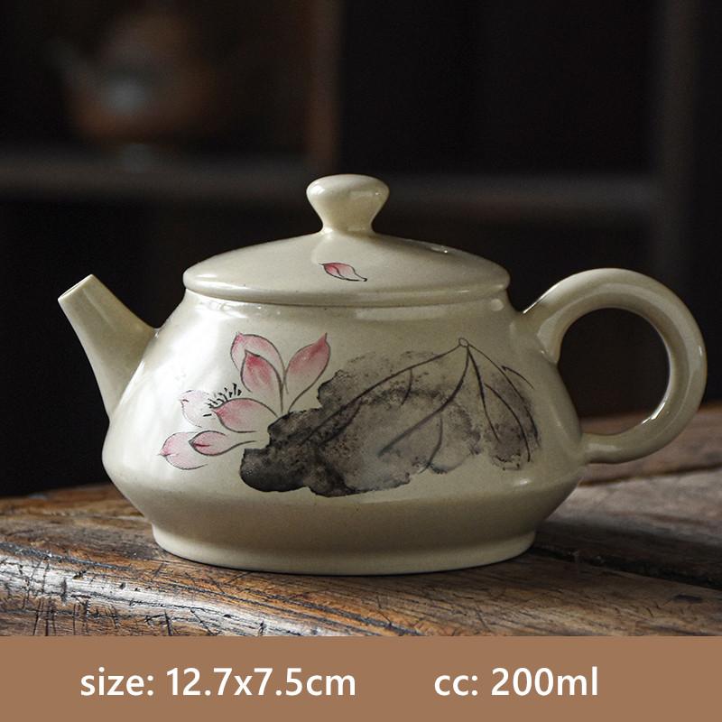 Exquisita Tetera de Cerámica Pintada a Mano Loto Tetera Xishi Filtro de Agujeros de Bola Infusor de Té de Belleza Suministros Tradicionales para la Ceremonia del Té