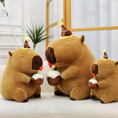 Cute Hat Kapibara Doll Birthday Cake Capybara Plush Doll Children's Birthday Gift Decorative Ornament