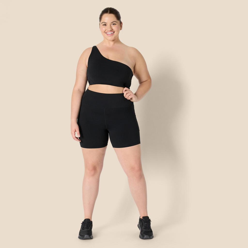 Amazon Essentials Biker and Super Size M Women's High-Waisted Shorts, Moisture-Wicking, Breathable, Cool, Workout, Running, Sports, Soft, Black,