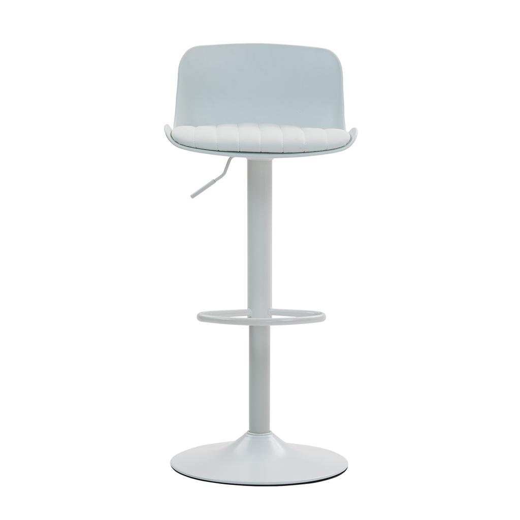 Modern Adjustable Swivel Bar Stools Set of 2, Plastic Backrest & Faux Leather Seat, Gas Lift Height, Metal Base with Footrest, Kitchen Counter