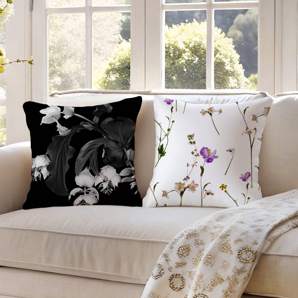 Klassischer A-Allsaints Blumen-Kissenbezug Milbenschutz Verdeckter Reißverschluss Sofa Bett