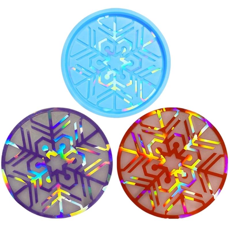 Licht Schatten Silikon Epoxid Schneeflocken Form Runde Glas Teekanne Matte Tablett Form Schmuckherstellung Form für Heimdekorationen