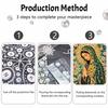 DIY Framed Pearl Bead Art Kit Religious Virgin Mary Floral Mosaic Sparkling Canvas Painting for Wall Decor Gift