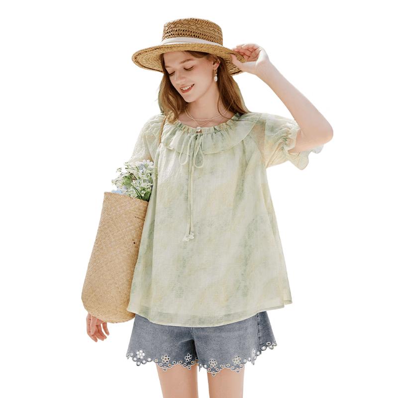 Xiangying Bohemian Print Tassel Two-Piece Set S