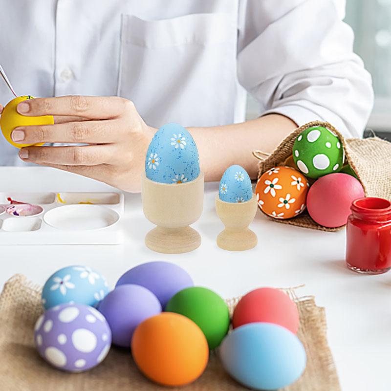 5Pcs Wooden Egg Cups Egg Holder Stand Tray DIY Wood Crafts Kids Gift Happy Easter Party Decoration for Home 2026