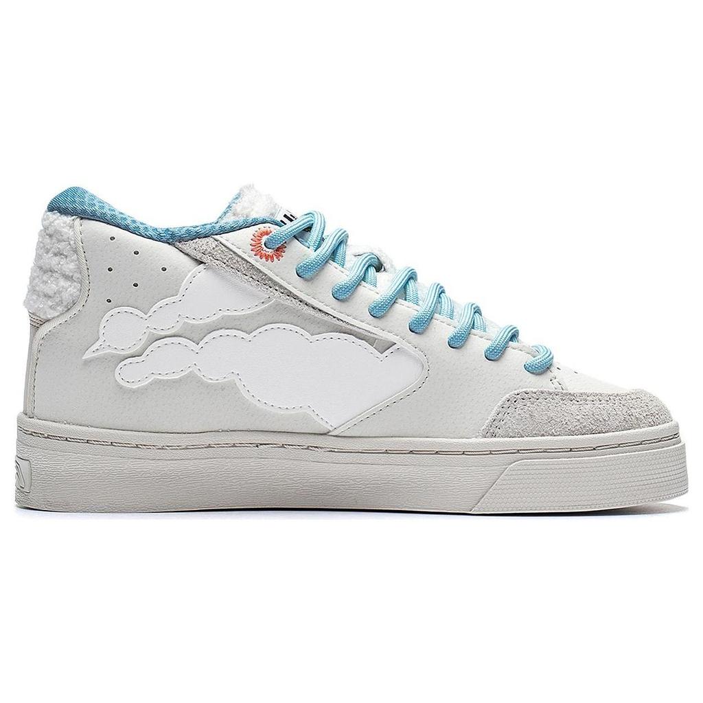 Pablo Ientile x Li Ning Wave 180 Abriebfest Leichte Dämpfung Mittelhoch Skateboard-Schuhe Damen Perlmuttweiß AECS054-3