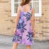 Children Buckles Without Sleeve Printed Bag  Leisure Fashion Sundress In Hawaii