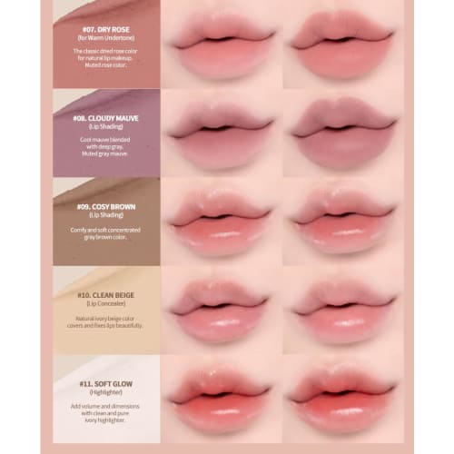 Heart Percent Dote On Mood Lip Pencil Lip Liner + Lip Base + Shedding + Cheek Multi 4in1 Lip Pencil Mouth Corner Liner (02. Creamy Pink | CREAMY PINK)
