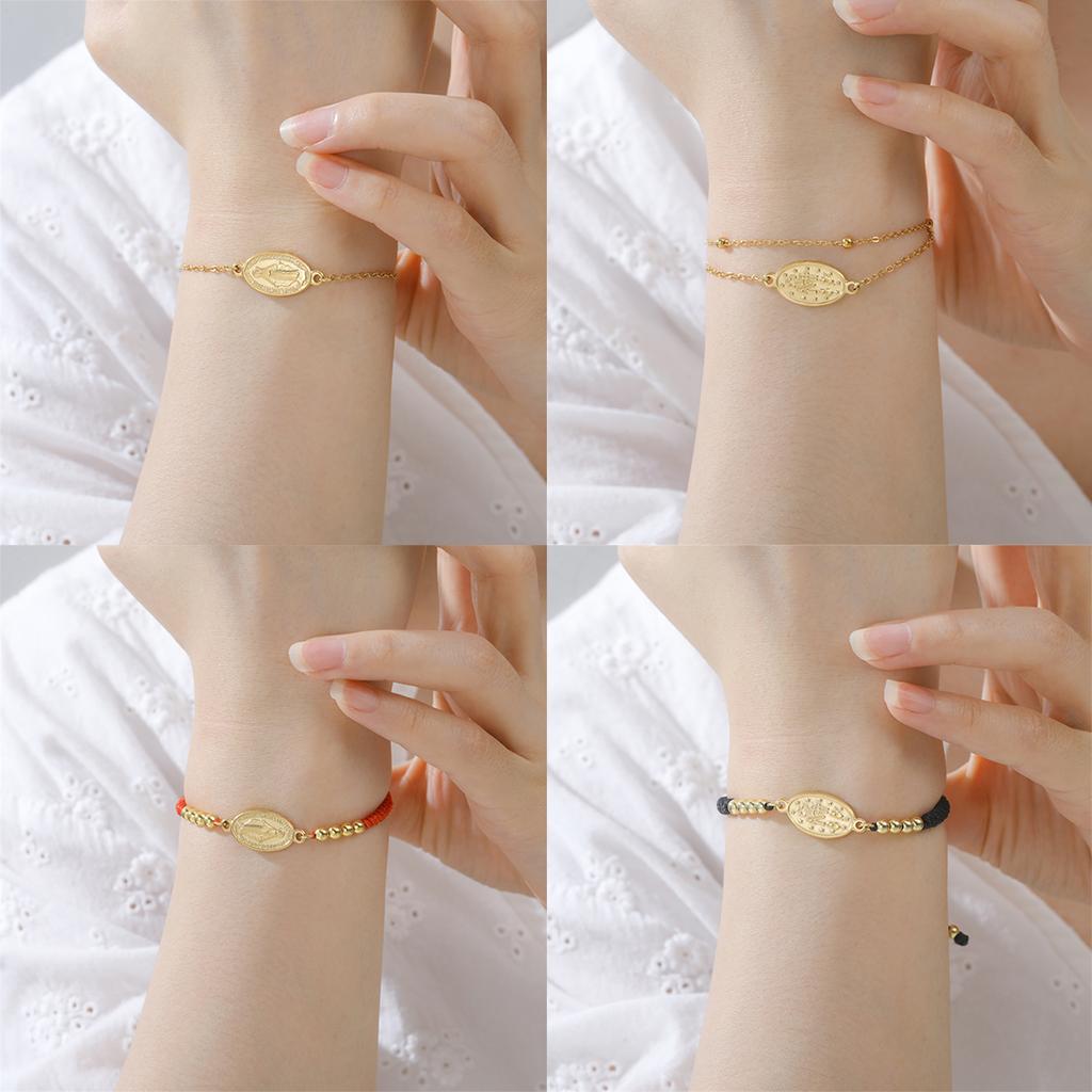 Virgin Mary Bracelets Stainless Steel Mysterious Talisman Bracelet for Women Men Double-sided Amulet Jewelry Gifts