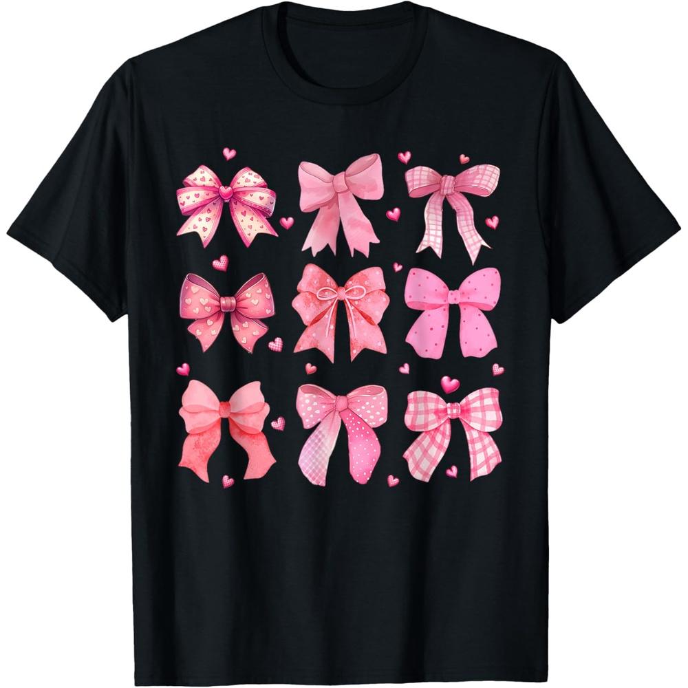 Valentines Day Heart Coquette Bow Valentine Women Girls Boys Girls T-Shirt XS