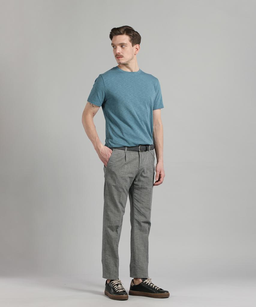PANICALE Gray Micro Pattern Cotton Blend Pants