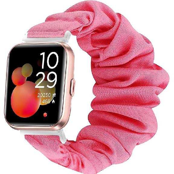 ID208 Plus Smart Watch, Lamshaw Fabric Elastic Scrunchie Elastic Watch Band Kids Girls Cute Replacement Straps Compatible for Quican ID208 Plus 1.8 розовый