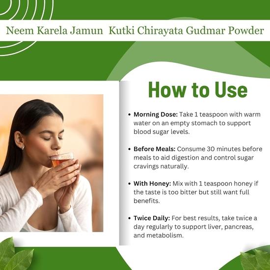 BIRJU MAHAVIR Combo pack of Neem Patti- Jamun- Karela- Kutki- Chirayata- Gudmar Powder, Natural, 1100 g