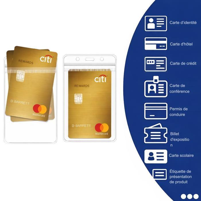 Porte-Badge Souple Transparent à Zip Format Vertical [Lot 100] pour badge visiteur/carte d’accès/cantine/transport Phonillico®