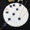 4 Piece Lucky Clover Jewelry Set Women Necklace Bracelet Earrings Ring In Titanium Steel With Electroplating