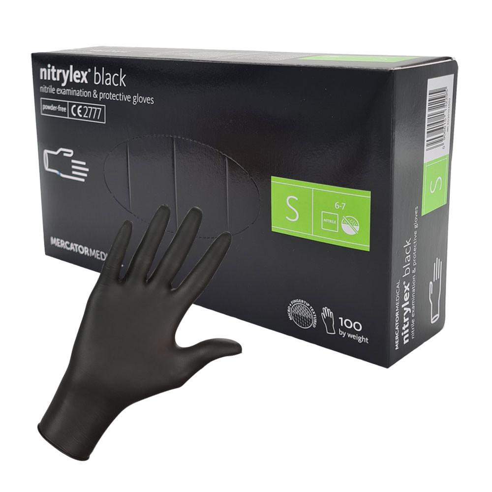 Nitrile Gloves Black Mercator Nitrylex Black 100 Pieces
