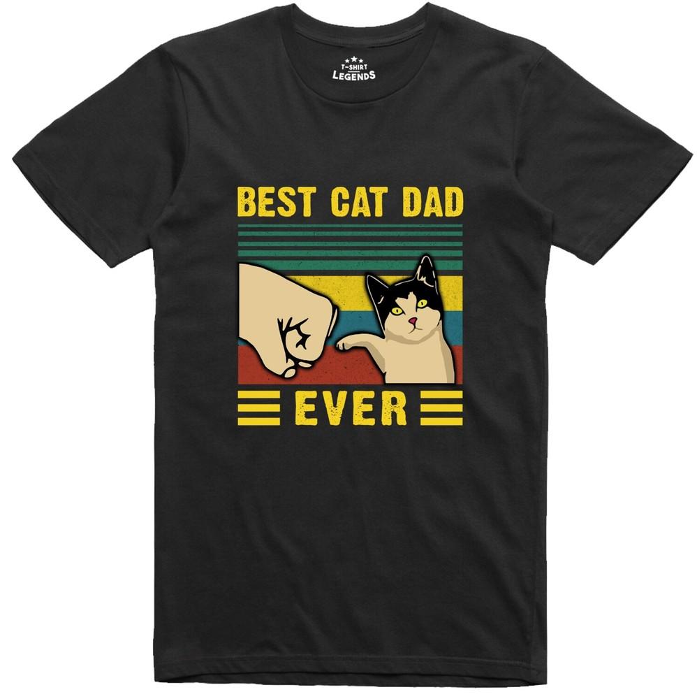 Best Cat Dad Funny Unisexs T Shirt Regular Fit Cotton Tee