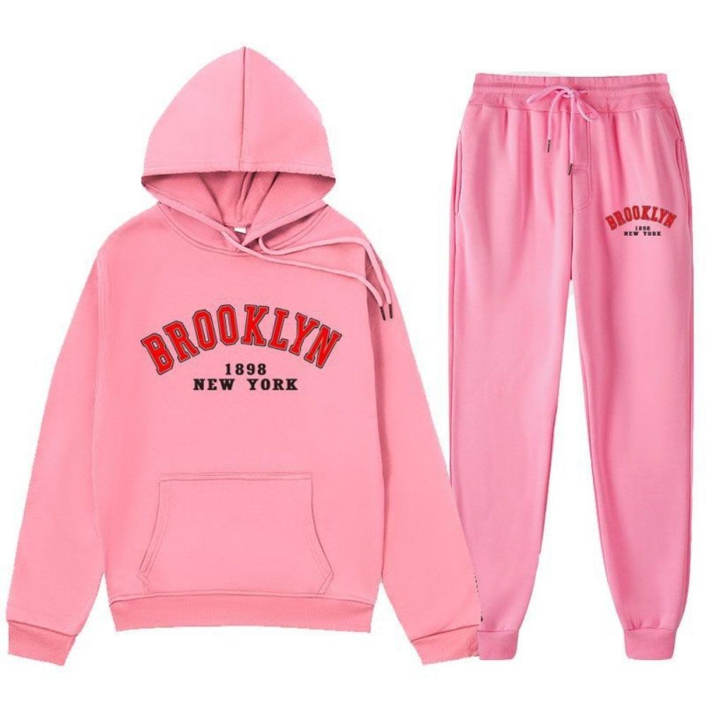 2024 Letter Printed Same Color Long Pants Set, Suitable for Autumn and Winter Men, Comfortable Hooded Sweatshirt