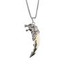 Men's Tibetan Faux Wolf Tooth Pendant Necklace, Titanium Steel Chain, Nepalese Style