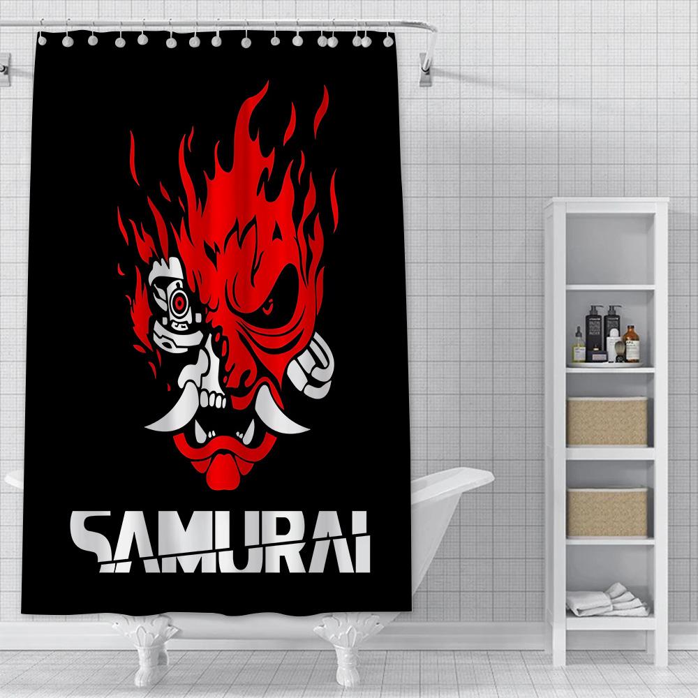 Japanese samurai devil Shower Curtain Waterproof Polyester Fabric Paint Bath Curtains Home Bathroom Decor Curtain With Hook