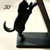 Black Cat Bookends Cute Bookends, 3D Printed Silhouette Book Holder, Artistic Desk Decorations Creative Support for Office Home Decor Matte Ornament