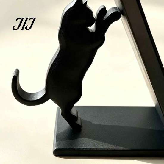 Black Cat Bookends Cute Bookends, 3D Printed Silhouette Book Holder, Artistic Desk Decorations Creative Support for Office Home Decor Matte Ornament
