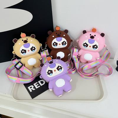 Spring and Summer New Cartoon Silicone Change Bag Cute Little Girl Going Out Versatile Messenger Bag Mini Earphone Storage Bag