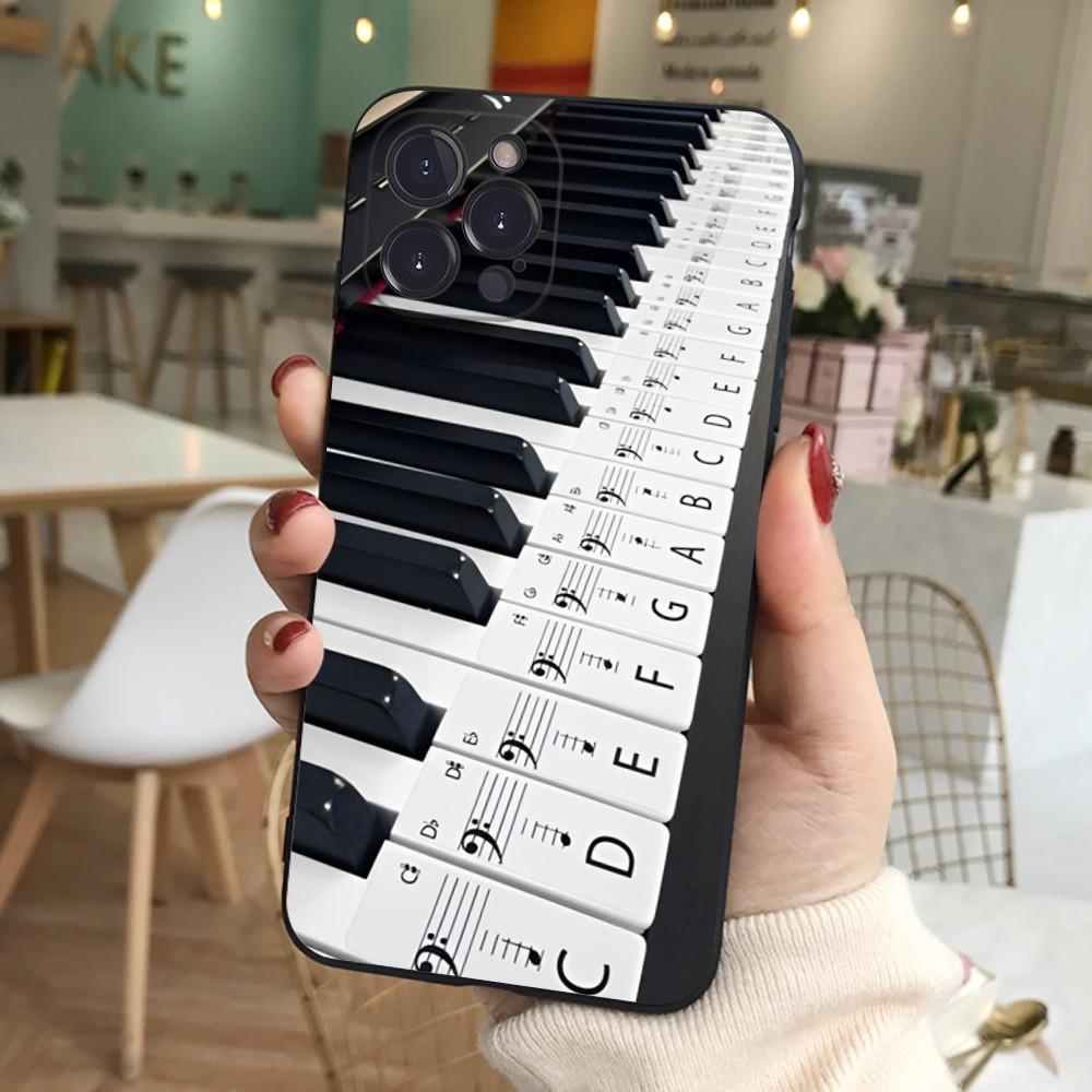 Black White Music Piano Keys Notes Phone Case For IPhone 14 11 12 13 Mini Pro Max 8 7 6 6S Plus X SE 2020 XR XS Funda Case