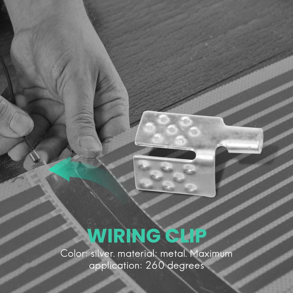 ABWR-80Pcs Carbon Thermal Film Clamp Connector, Warm Floor Copper Plated Silver Clip Accessories, Floor Heating Film Clamp