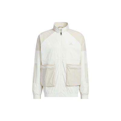 Solid Print Logo Stand Collar Zip Jacket Men Outerwear White HN9010