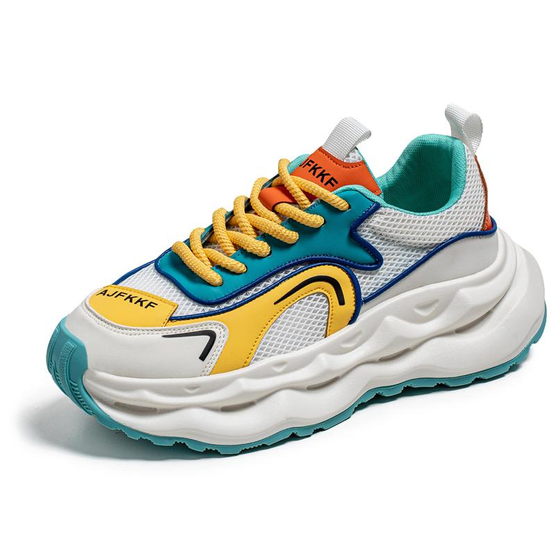 White Yellow Fashion Sneakers for Men Comfort Mesh Casual Sneakers Men Lace-up Platform Shoes Trainers Men Zapatillas De Hombre
