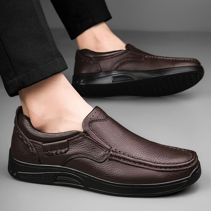 Genuine Leather Men's Loafers Soft-Soled Slip-On Shoes Versatile Casual Business Driving Shoes Male Formal Dress Shoes Moccasins