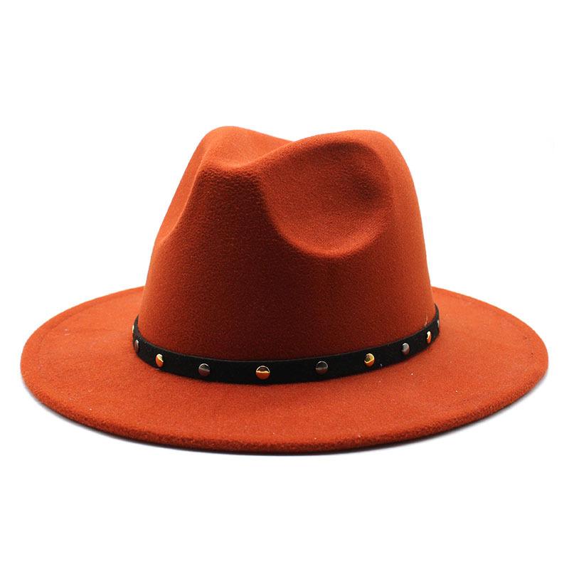 2021 Season Big Eaves Hat Flat Edge Top Hat Men And Women White Woolen Jazz Hat