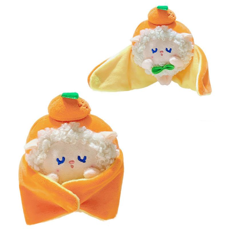 Cartoon Kreative Geschälte Frucht Lamm Puppe Greifautomat Abschluss Feiertagsgeschenk Schlüsselanhänger Plüschpuppe