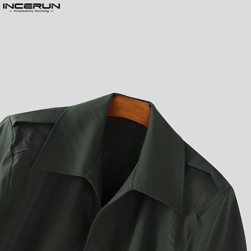 INCERUN Men Lapel Open Front Cloak Casual Loose Cropped Cape Coats